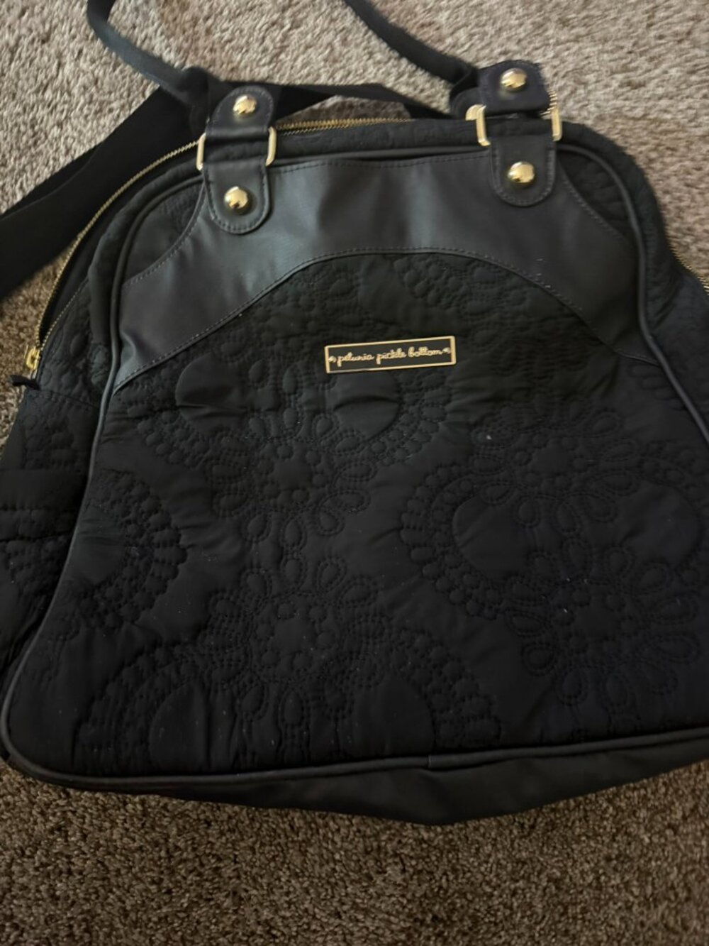 Petunia Pickle Bottom Black Quilted Sashay Satchel - Picture 3 of 5